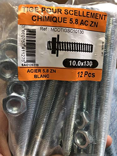 tige filetee pour scellement chimique lot de 12 10x130