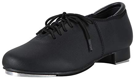 Linodes PU Leather Lace Up Tap Shoe Dance Shoes for Women and Men's Dance Shoes-Black-8.5M