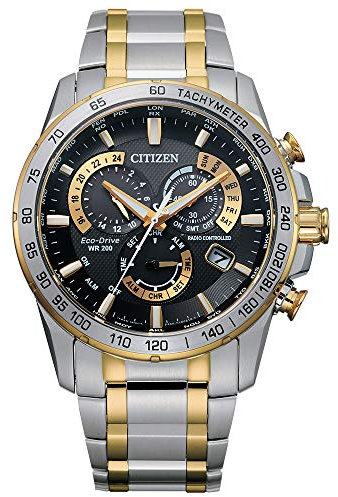 Citizen Eco-Drive Sport Luxury PCAT cronografo da uomo, Bracciale Bicolore, Quadrante Nero, Cronografo