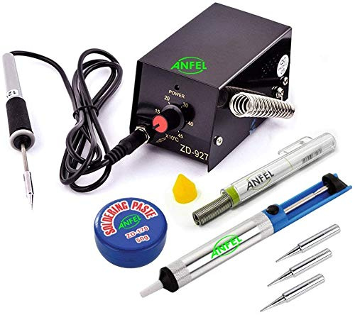 MINI STAZIONE SALDANTE ZD-927 STAGNO OMAGGIO + 3 PUNTE INCLUSE + PASTA SALDA + POMPETTA ASPIRA STAGNO 8W SALDATORE PUNTA FINE 0,3mm PER PICCOLE SALDATURE DI PRECISIONE TEMPERATURA REGOLABILE 100-450°C
