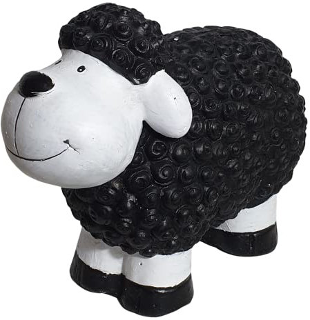 Bambelaa! Schaf Deko Figur Garten Gartenfigur Groß Für Außen und Innen Zum Stellen ca. 31 x 13 x 23 cm Schwarz Weiß