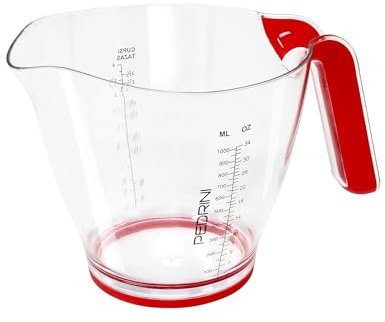 Pedrini 04GD209 jarra Graduada 1 lt Mango y base de goma Antideslizante, De plástico