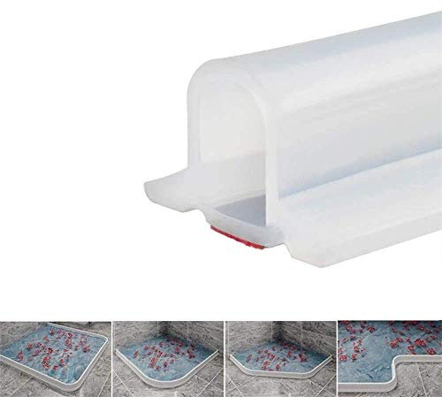 Zusammenklappbarer Duschschwellen-Wasserdamm, ideal für rollstuhlgerechte, barrierefreie Duschen, Dusche Bad Boden Dichtung Wasserdamm Duschschwelle Barriere-Wasserstopper (Transparent,200 cm)