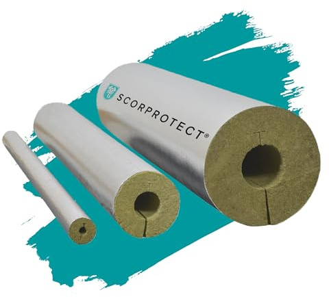 Scorprotect® Alukaschierte 100% Rohrschale Rohrisolierung Steinwolle 0.040 W/MK (Steinwolle, 54 x 100 mm x 1 Meter)