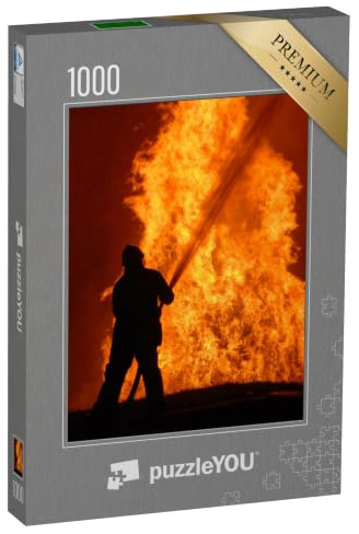 puzzleYOU: Puzzle 1000 Teile „Einsamer Feuerwehrmann im Kampf gegen das Feuer“ – aus der Puzzle-Kollektion Feuerwehr