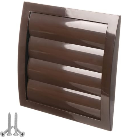 190x190mm / Ø 125mm Marron Grille de Ventilation en Plastique avec Lamelles Mobiles - Grill D'aération avec Moustiquaire