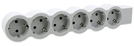 LEGRAND Regleta de enchufes, Enchufe múltiple con 6 Tomas de Corriente,sin Cable, Color Blanco/Gris Claro 694579
