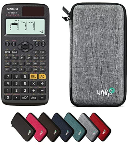 Casio fx-85DE X ClassWiz inkl. WYNGS Schutztasche Hellgrau - Wissenschaftlicher Taschenrechner - Basic Set