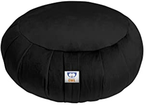 Sensory Owl Meditationskissen Yoga Kissen Zafu Samt Buchweizen Rund Schwarz