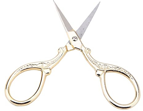 Dekaim Vintage Schere, Kreuzstich Antik Nähschere aus Edelstahl, Stickschere, Multifunktionale DIY Bastelschere(golden)
