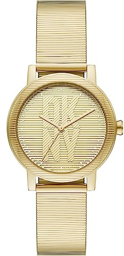 DKNY Soho Damklocka, Kvartsverk med armband i legering, rostfritt stål, läder eller silikonGul guldton34MM