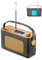 Tragbarer Retro Design DAB Plus/FM Radio, Bluetooth Lautsprecher DAB + Radio mit Wiederaufladbarer Lithium-Akku, Radiowecker, Starkem Empfang, Inklusive DC Netzkabel (Grau)