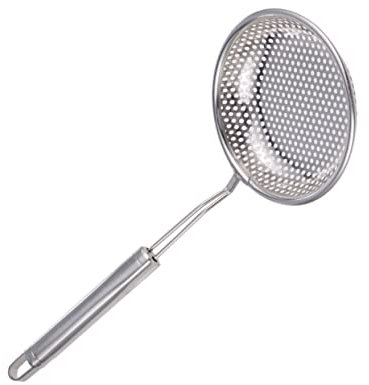 LIFKOME Siebschaufel Aus Edelstahl Für Heiße Töpfe Schlitzlöffel Servierkelle Bratsieb Küchenutensil Silber Mit Löchern Zum Filtern Öl Und Flüssigkeit Abzuleiten Für Pommes