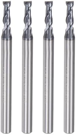 QUARKZMAN 4Pcs Fraises à Bout Carré 3mm de Diamètre et de 4mm de Queue Noir | en Carbure Hrc45 Revêtu d'Altin, 2 Flûtes, pour le Fraisage de Finition Cnc