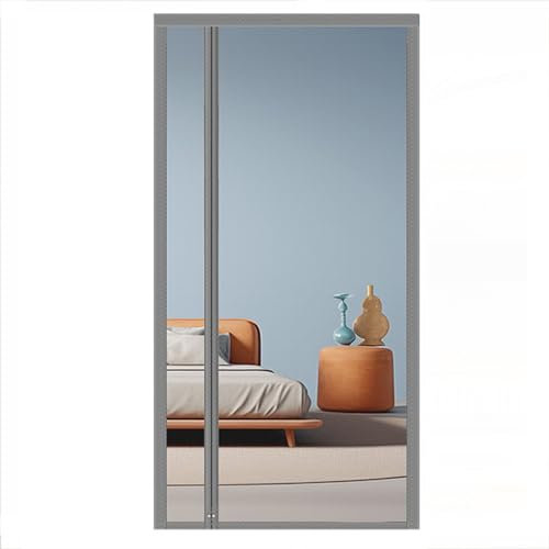 Fliegengitter Tür Magnet, Seitliche Öffnung Fliegengitter,King Kong Netzwerk insektenvorhang Ohne Bohren Insektenschutz, für Balkon, Schlafzimmer, Wohnzimmer (85x210cm, Grau)