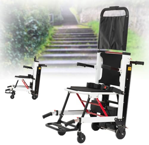 WLBOF HZWJD Treppensteiger Rollstuhl Für Erwachsene,Sackkarre Treppensteiger,Elektrische Sackkarre,Rollstuhl Faltbar Leicht,Elektrischer Treppenrollstuhl,Zuladung 165 Kg A