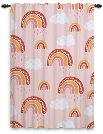 ggaimwf Regenbogenvorhänge mit Bleistiftfalten Cartoon Regenbogenwolken Pastell SchlafzimmervorhängeKinder Fensterbehandlung für Mädchen Wohnzimmer Kinderzimmer Café Vorhang 135x245cm 1 Panel