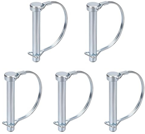 DTGN 10mm x 70mm (DxL) Wellenverriegelungsstift - 5er Pack - Gut für Farmanhänger Rasen - Kohlenstoffstahl Runder Anhängerkupplungsstift - Silberton