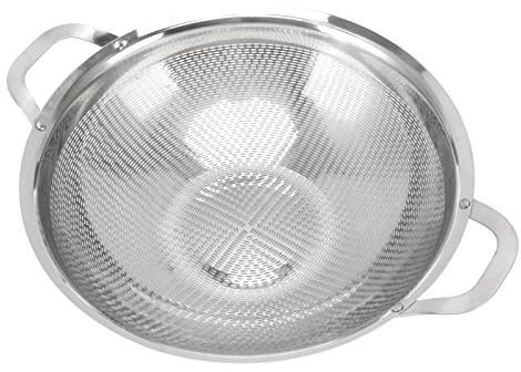 Lybunair Scolapasta a rete in acciaio inossidabile, colino in rete metallica con manici facili da impugnare per drenare e sciacquare gli alimenti (27 cm)