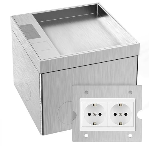 CHENGPI Presa Elettrica Esterno, Presa a Pavimento con Spina AC 250V/16A, Impermeabile in Acciaio Inox per Casa, Uffici/Tappeti per Pavimenti in Marmo