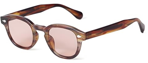 LHSDMOAT Lunettes de Soleil Vintage Ovale Années 70 Style Depp - Unisexe - UV400 Protection Totale - Conduite, Voyage, Sport, Festival (Carnaval)​