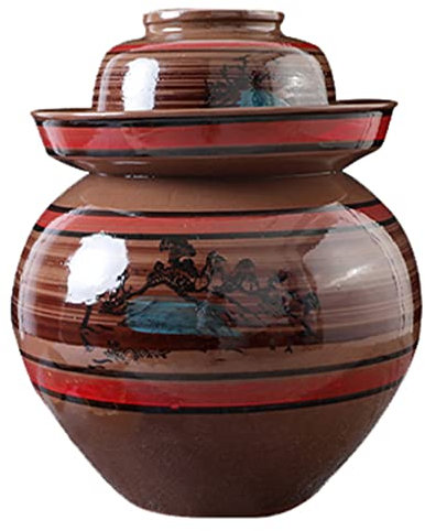 Barattoli tradizionali per la fermentazione, Tradizionale cinese in porcellana ceramica pentola di fermentazione sottaceto, vaso di fermentazione con coperchio gorgogliatore guarnizione acqua gres(7.5