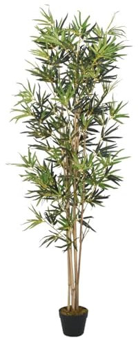 Sufrk Árbol de bambú artificial de 368 hojas, 80 cm, color verde, bambú artificial para la decoración de casa y oficina, gran árbol, gran planta artificial hiperrealista con tronco natural