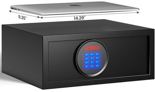 KornerBatl 19.4 lb Hotel Safe Box with Administrator's Password Home Safe with Silent Mode & LED, Laptop Safe with Backlit Keypad Gifts for Mother's Day (14.57D x 16.93W x 7.09H)