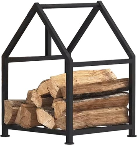 OLSKFUH Portalegna Portatile a Forma di casa Creativa, portalegna in Ferro battuto, portalegna per Legna da ardere/Tronchi/legname/accendifuoco, Altezza 90 cm (Altezza 50 cm)