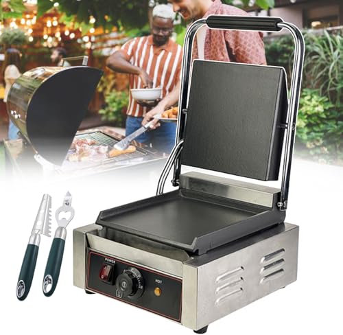 Prensa Eléctrica Para Sándwiches De Una Sola Placa, Sandwicheras Y Prensas De Pan De 50 A 300℃, Prensa Para Sándwiches De Encimera De Acero Inoxidable Para Acampar Al Aire Libre,groo/smoo