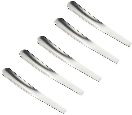COLLBATH Cucharas para Huevos Mini de Acero Inoxidable Pulido, Cucharillas Planas Antideslizantes, 5 Piezas para Café, Té y Postres, Uso Doméstico y Profesional