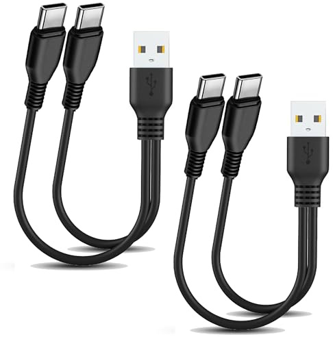 MISYNLON Câble de charge répartiteur USB vers USB C, câble de charge double type C 2 en 1, câble USB C court pour IP15, 16 téléphones portables, tablettes et plus encore - Noir (2 pièces/0,2 m) (ne