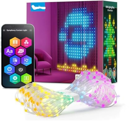 ngnsky Luces de cortina inteligentes RGB Bluetooth de colores, control por aplicación y remoto, USB 5V, para Navidad, decoraciones de la casa. 2m * 2m, 400 led.
