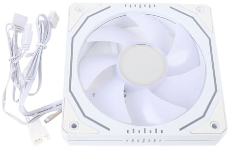ASHATA ARGB PC Lüfter 120mm, LED Leuchtkühler Lüfter, 9 Flügel Design, PWM Regelung 800-1800 U/min, 4-Pin + 3-Pin Anschluss, Vibrationsdämpfer (Vorwärtsklingen)