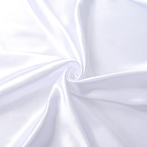 Anevous 2m Glatter Satin Stoff Meterware,Seidestoff,150cm breit Stoffe,Vorhangstoff Hochzeitsstoff Fotografie Hintergrund Dekostoffe Kostümstoff Satinstoffe für Näharbeiten Kreationen,Weiß