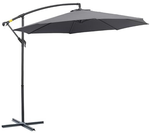 DecHome - Ombrellone da Giardino 3x3 mt Decentrato a Braccio Inclinabile Apertura a Manovella Deluxe colore Grigio