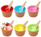CutitiUU Set of 6 Ice Cream Dessert Bowls and Matching Spoons,Children's Double Insulated Ice Cream Bowl,Colorful Frozen Yogurt Bowls with Spoons,for Frozen Yogurt, Dessert, Salad, Fruit, Food