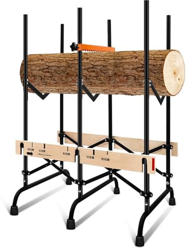 Eulenke Klappbarer Sägebock für Kettensägen | Sägebock | Holzsägebock Metall - Kettensägebock bis 150 kg | Arbeitsbock 116x81x65 CM | Kettensägenschnitt Holzhalter