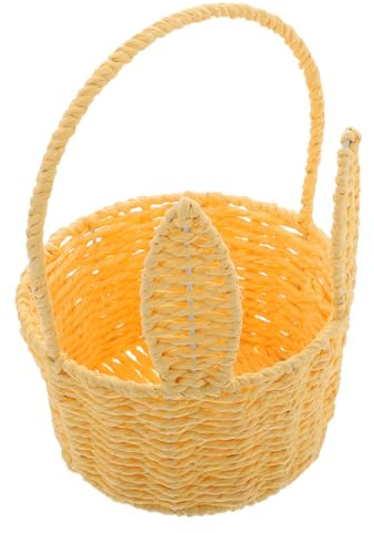 POPETPOP Panier De Rangement Forme De Lapin Panier Osier Tissé Main Organisateur Pour Chambre à Coucher Salon Buanderie Jaune