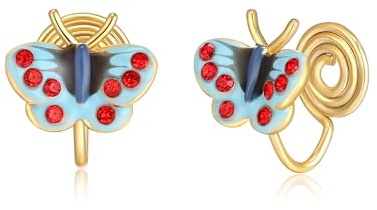 EVER FAITH Schmetterling Clip On Ohrringe blau Emaille CZ Cubic Zirconia niedlich Insekt Tier nicht Piercing Ohrring hypoallergen Butterfly Schmuck Geschenke für Tochter Enkelin Geburtstag