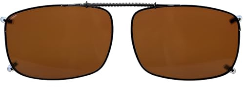LANLANG Polariserade Clip-On solglasögon med fjäderband för män och kvinnor, UV-skydd, 10 g, metall, 57 mm x 39 mm, BRUN, 57x39mm