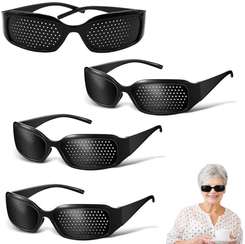 Pinhole Glasses – 4-Pack Vision Training Eyewear with Lightweight Acrylic Frames, Designed for Eye Relaxation and Focus Enhancement, Ideal for Screen Use, Reading, and Visual Exercises
