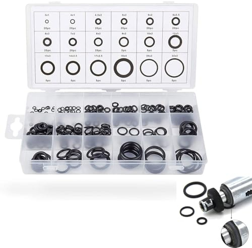 270 Stücke O Ring Sortiment, Ø 3-22 mm Dichtungsringe Set NBR Gummidichtung Gummi Dichtringe Dichtungen Oringe Unterlegscheiben Dichtungssatz für Sanitär Wasserhahn Druckleitungen - 18 Größen Schwarz