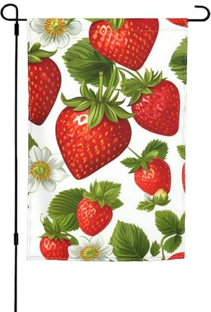 Bandera de jardín versátil y elegante con diseño de fresas, para todas las estaciones, decoración de patio, porche, jardín