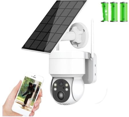 CSDASW Telecamera IP PTZ con telecamera solare HD Wirelesses con pannello solare e batteria ricaricabile Telecamera di sicurezza for videosorveglianza CCTV da 4 MP(Wifi Camera Only)