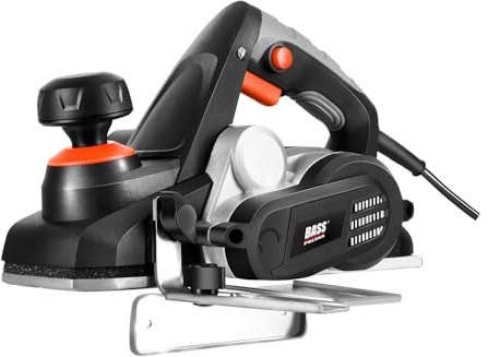 Bass Polska Elektrohobel 1500W, 82mm Hobelbreite, 0-3mm Spanabnahme, 16.500 U/min, mit Ersatzmesser und Riemen