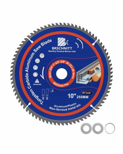 BRSCHNITT 255MM 80Zähne TCG Metall Kreissägeblatt - Aluminium schneiden Kreissägeblatt für Aluminium Kunststoff und Nichteisenmetall 30/25.4MM Arbor