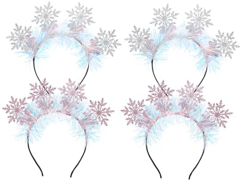 Hemobllo 4 Piezas Diadema de Copo de Purpurina de Copo de Aro Decorativo Cabello Purpurina de Diademas para Fiestas de Invierno para Mujeres