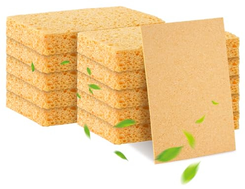 Rairsky 10 Pcs Natürlicher Spülschwamm aus Holz- und Hanfzellen | Kratzfreies Reinigungswunder für Küche & Fenster! Absorptionsvermögen und Wiederverwendung, für Töpfe, Gläser und Backbleche