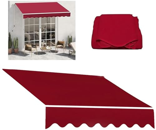 Tessuto di ricambio per tenda da sole, impermeabile, resistente ai raggi UV, tela per balcone, cortile e negozio, tessuto in poliestere (rosso, 3,5 m)